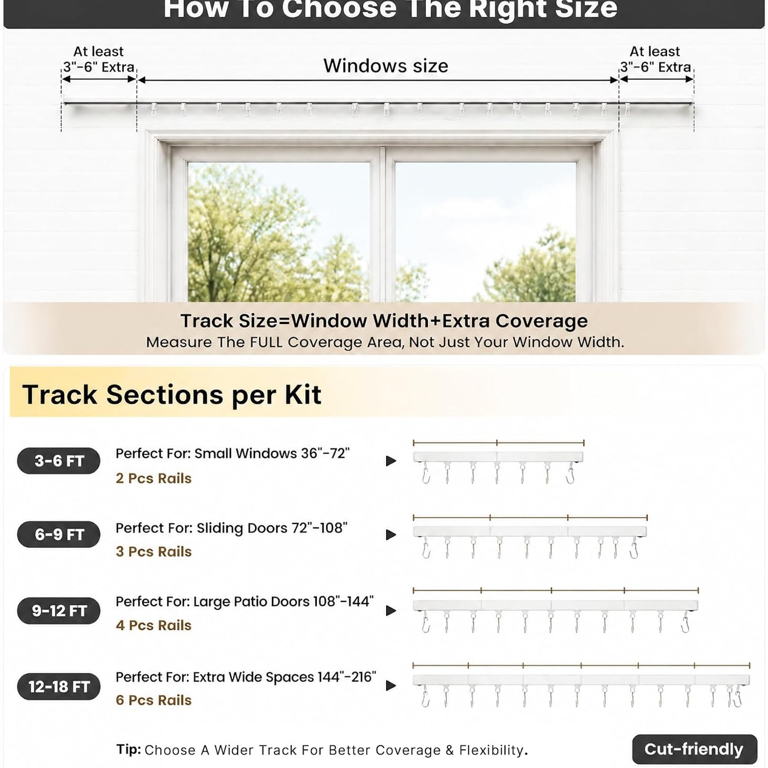 Aluminum Ceiling Curtain Track Set for 12ft to 18ft Openings: image 6