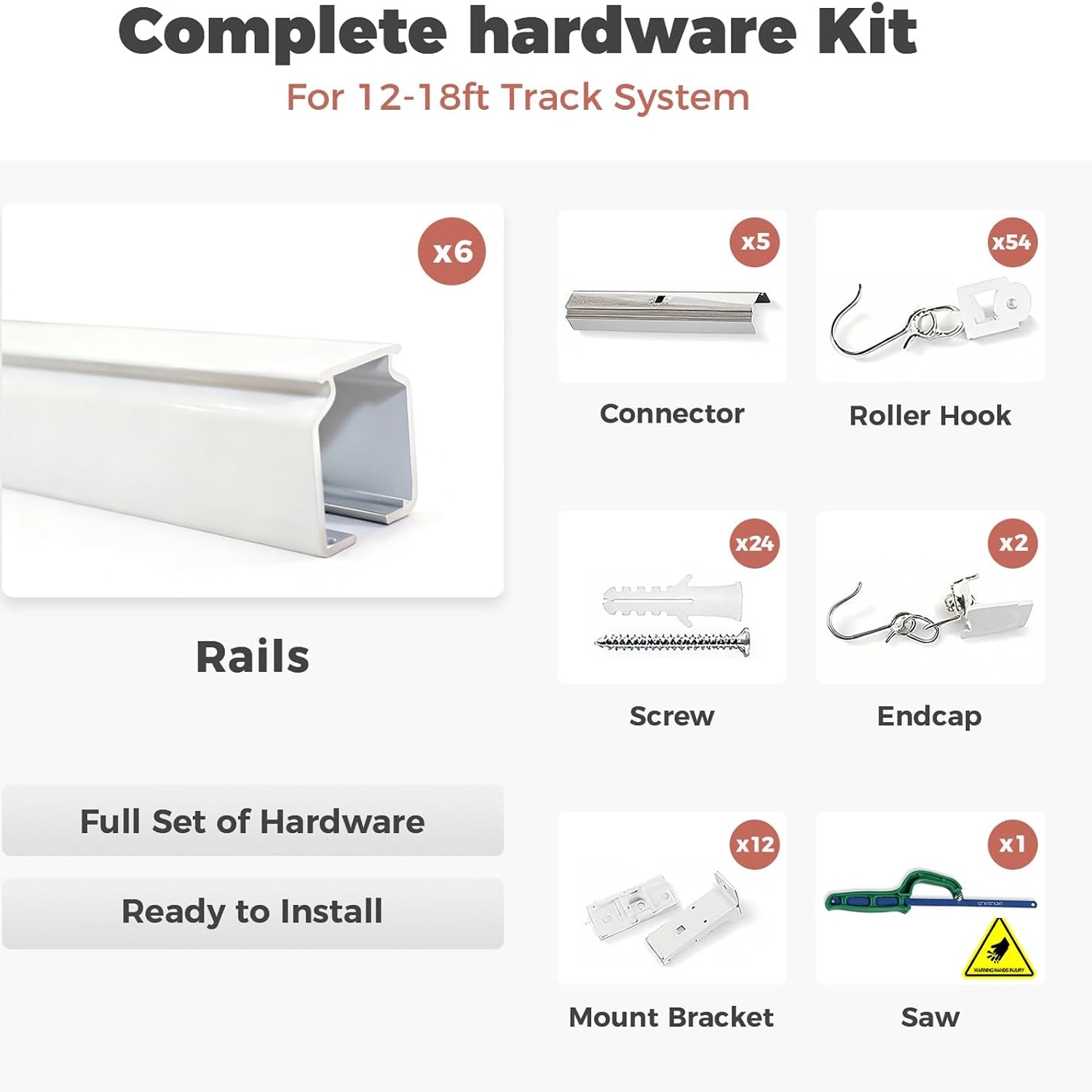 Aluminum Ceiling Curtain Track Set for 12ft to 18ft Openings: image 8