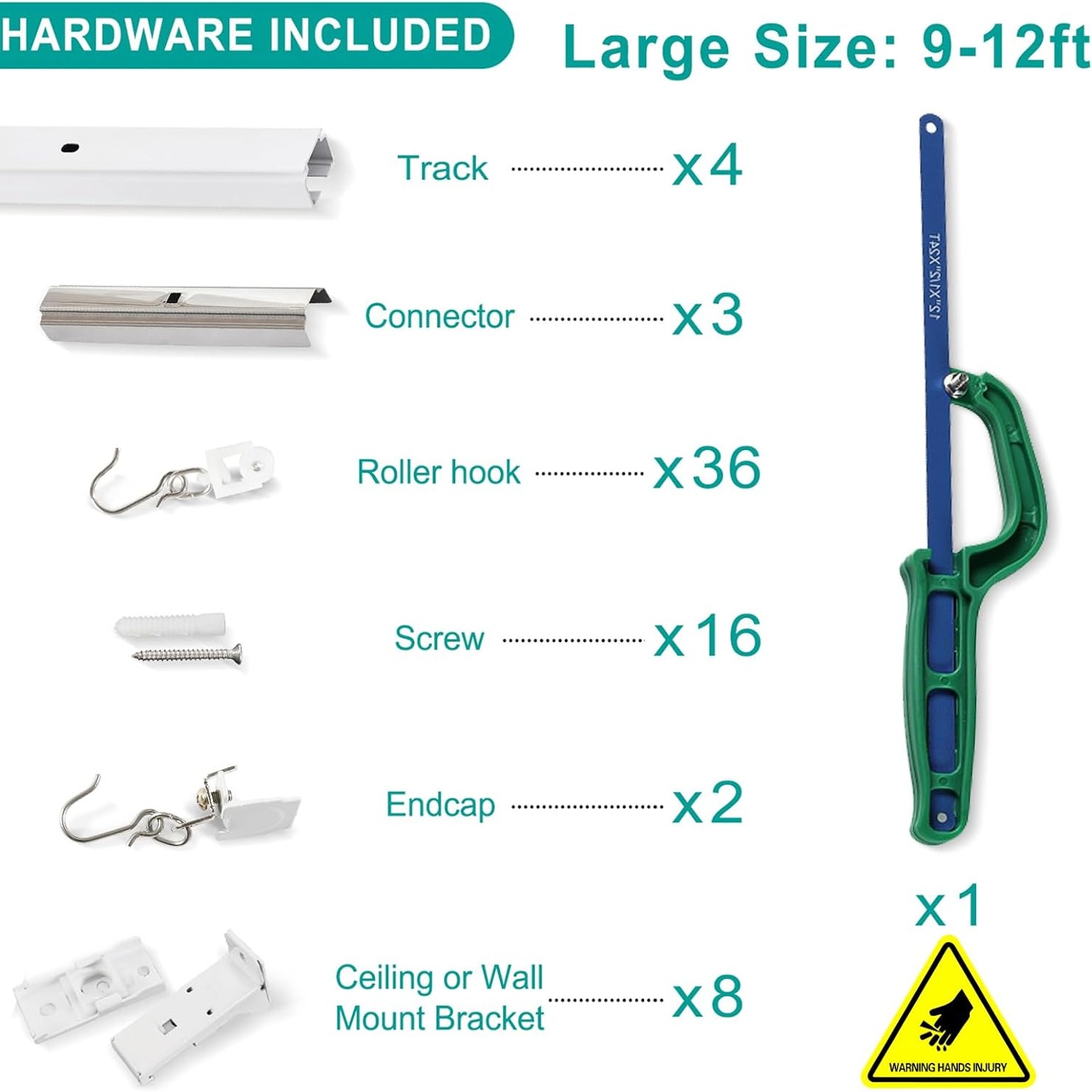 ChadMade Aluminum Ceiling Curtain Track Set 9ft to 12ft with Hooks: image 8