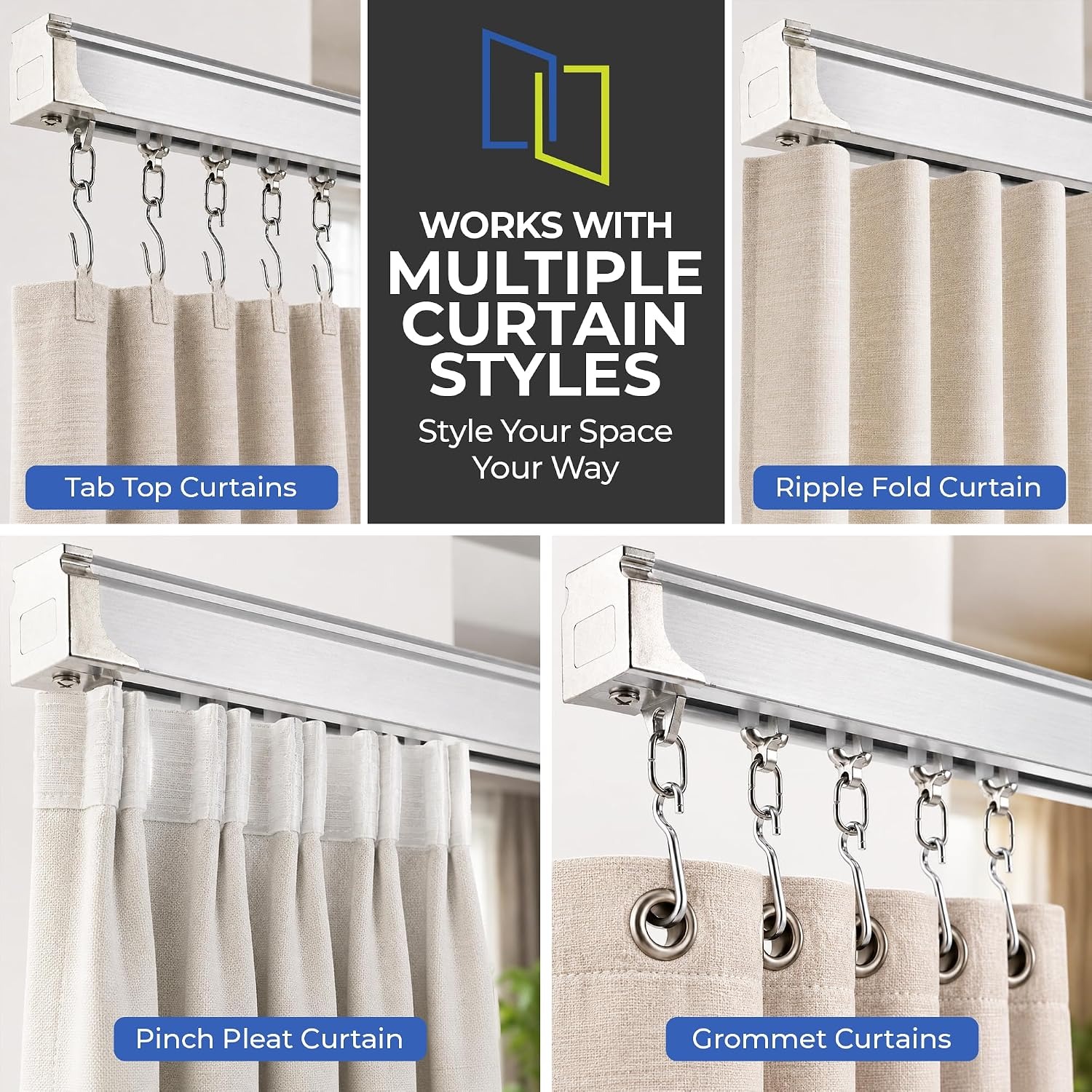 Jos & Haz 9.8ft Aluminum Ceiling Curtain Track Kit: image 5