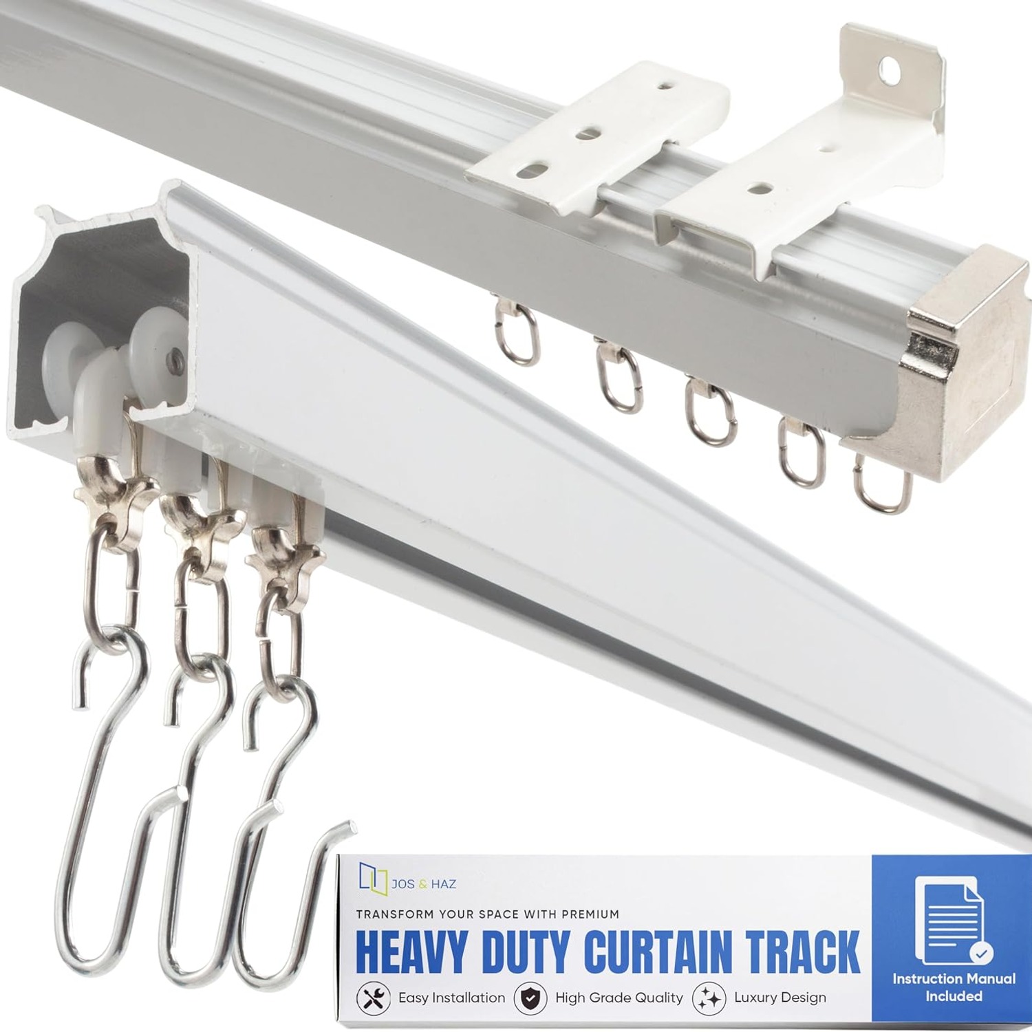 Jos & Haz 9.8ft Aluminum Ceiling Curtain Track Kit
