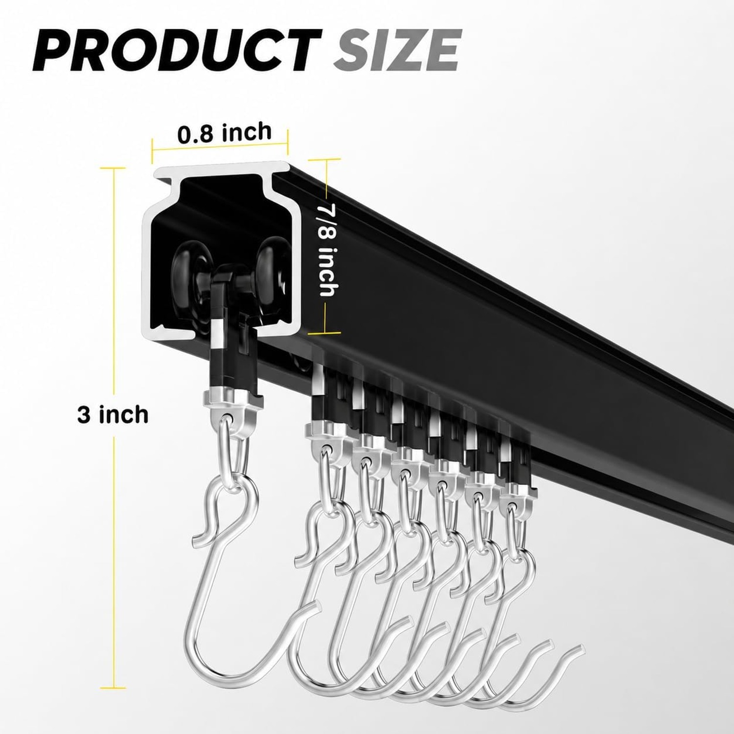 SOLOKOS 12-18 ft Black Aluminum Ceiling Curtain Track Kit: image 3