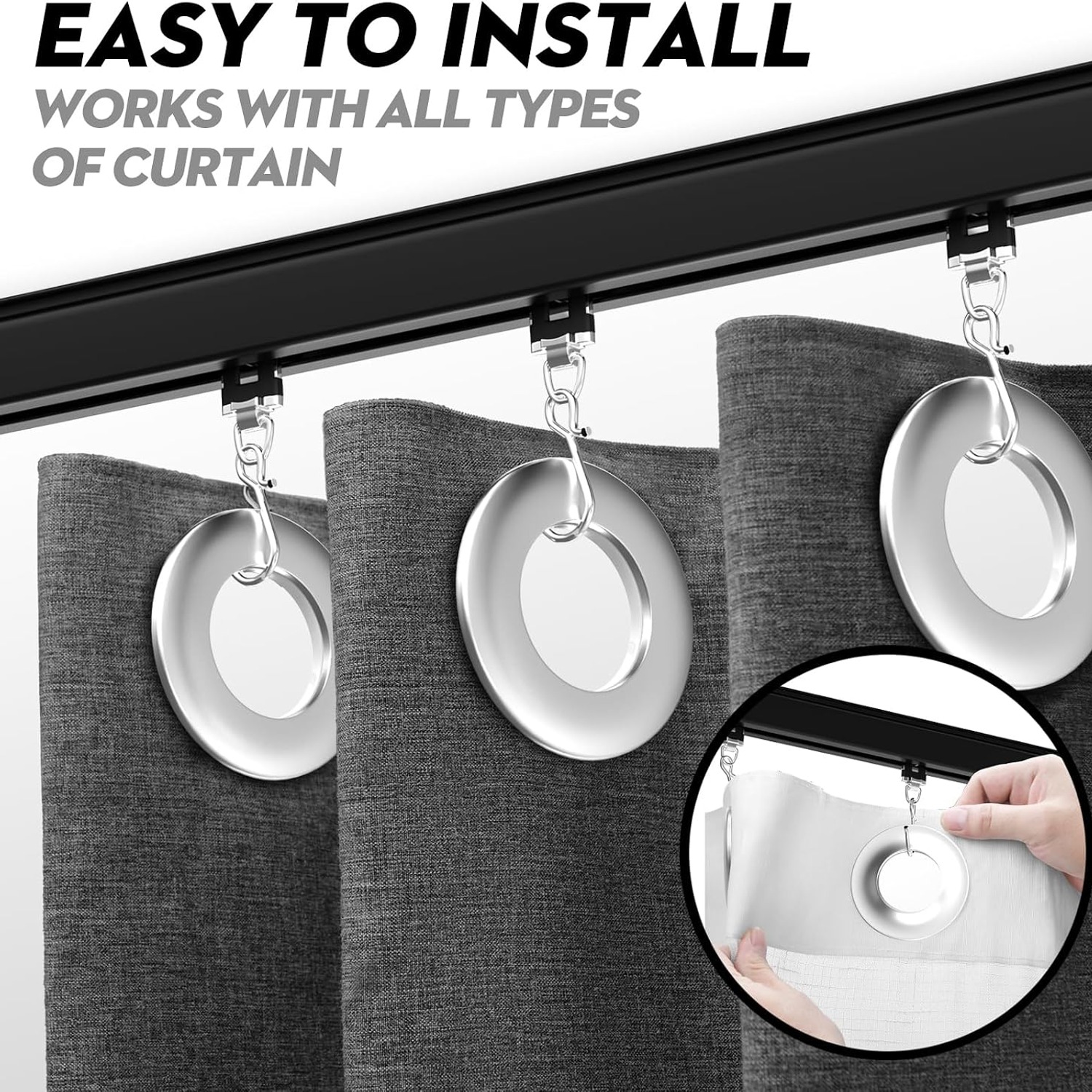 SOLOKOS 12-18 ft Black Aluminum Ceiling Curtain Track Kit: image 6
