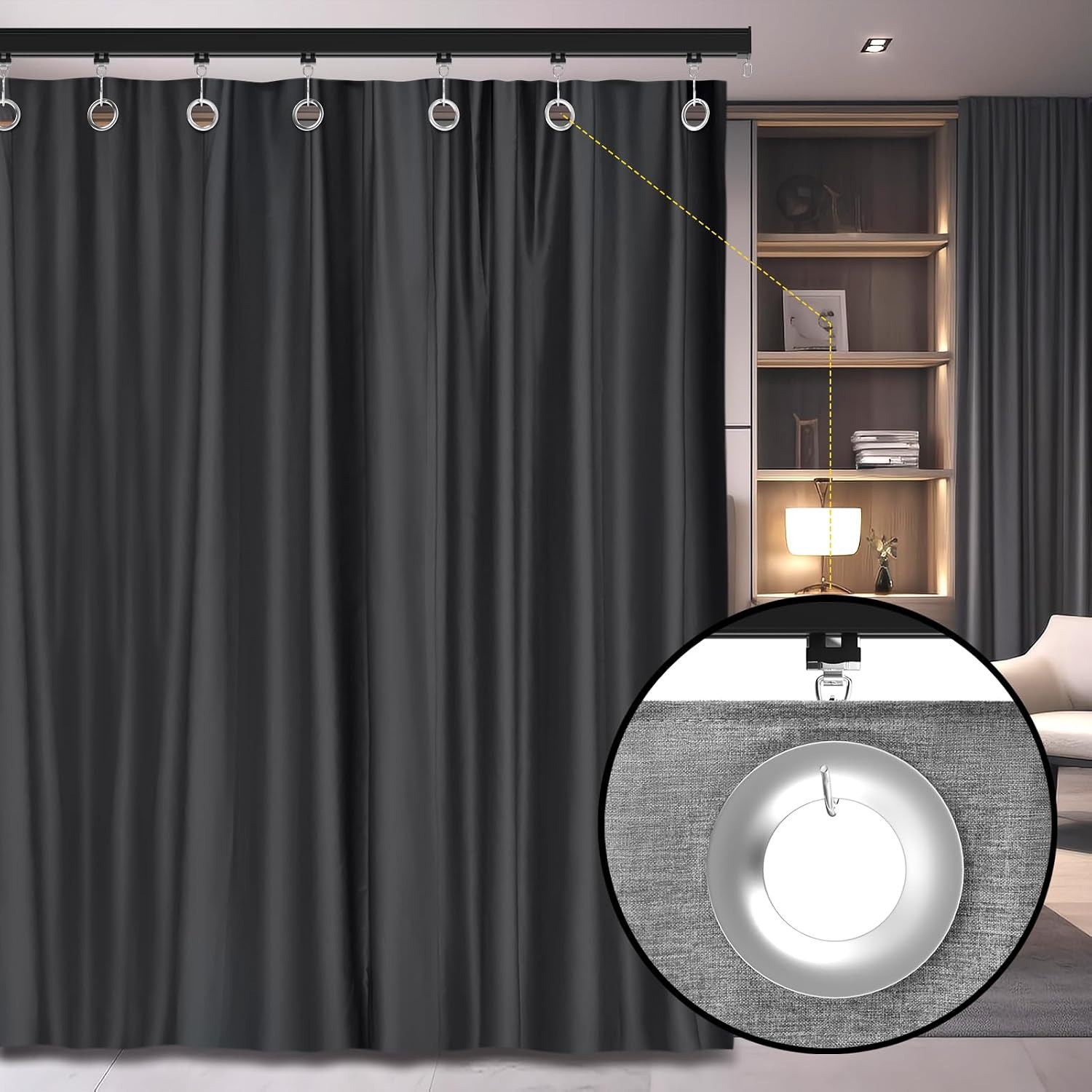 SOLOKOS 12-18 ft Black Aluminum Ceiling Curtain Track Kit: image 7