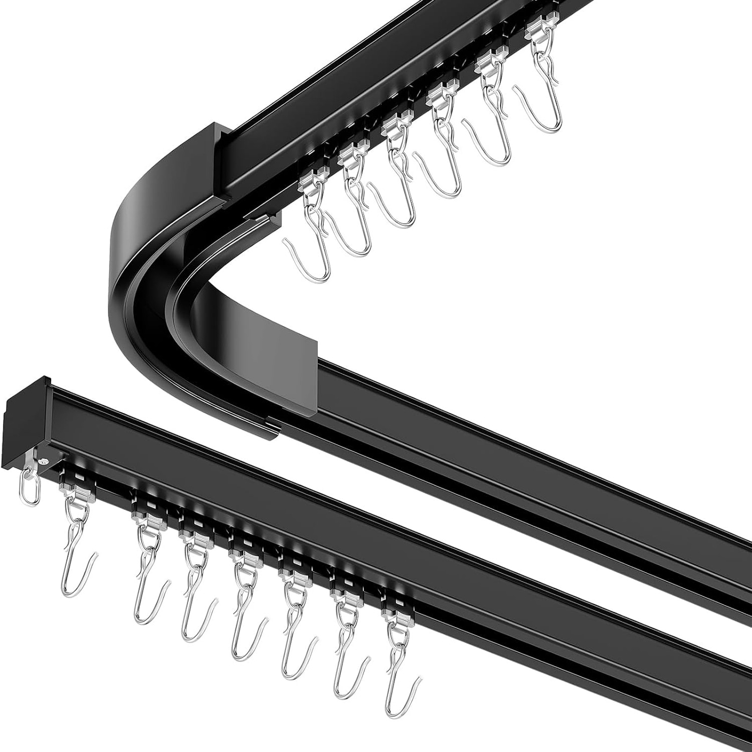 SOLOKOS 12-18 ft Black Aluminum Ceiling Curtain Track Kit