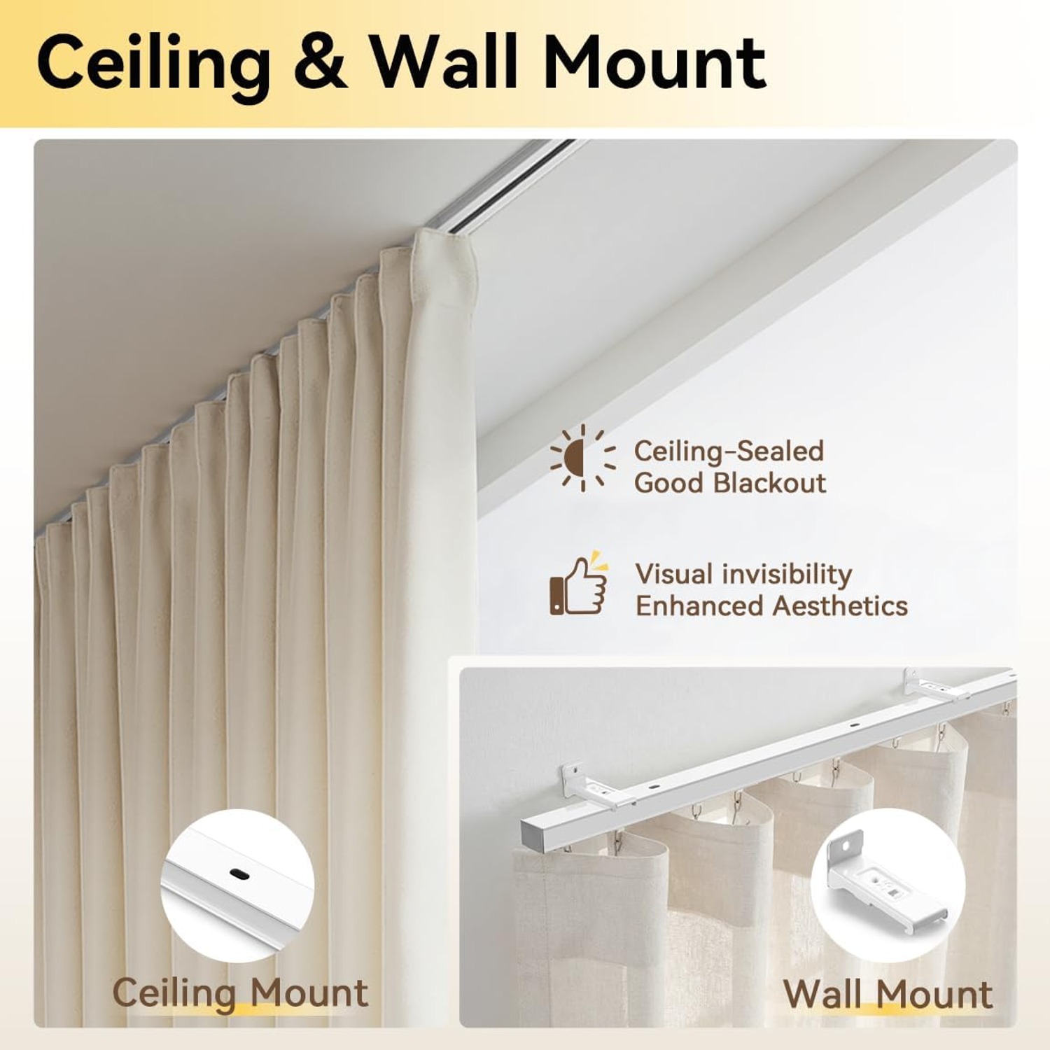 FELIDESIGN Ceiling Curtain Track Room Divider Rail Set 6ft-9ft: image 5