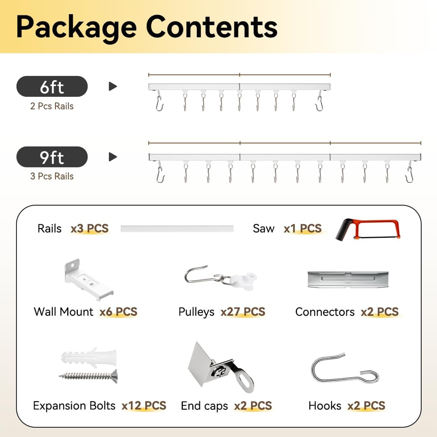 FELIDESIGN Ceiling Curtain Track Room Divider Rail Set 6ft-9ft: image 7