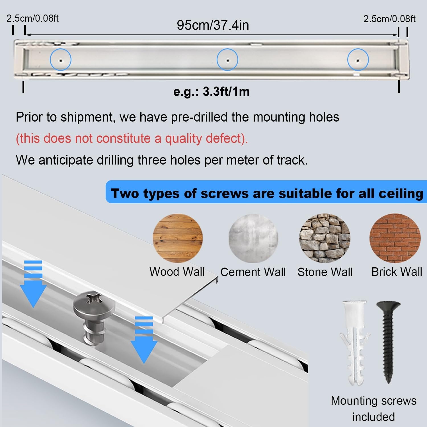 Double Row Ceiling Curtain Track 7.2ft: image 4
