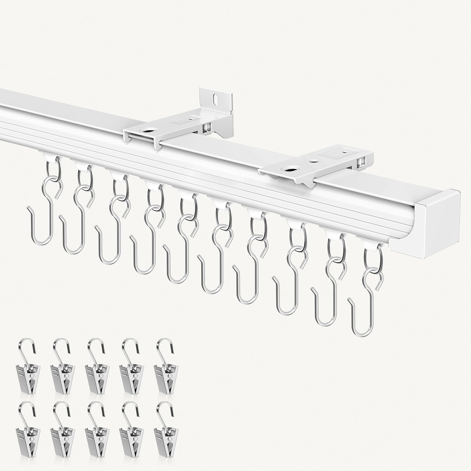 Heavy Duty Ceiling Curtain Track 15-18 ft White