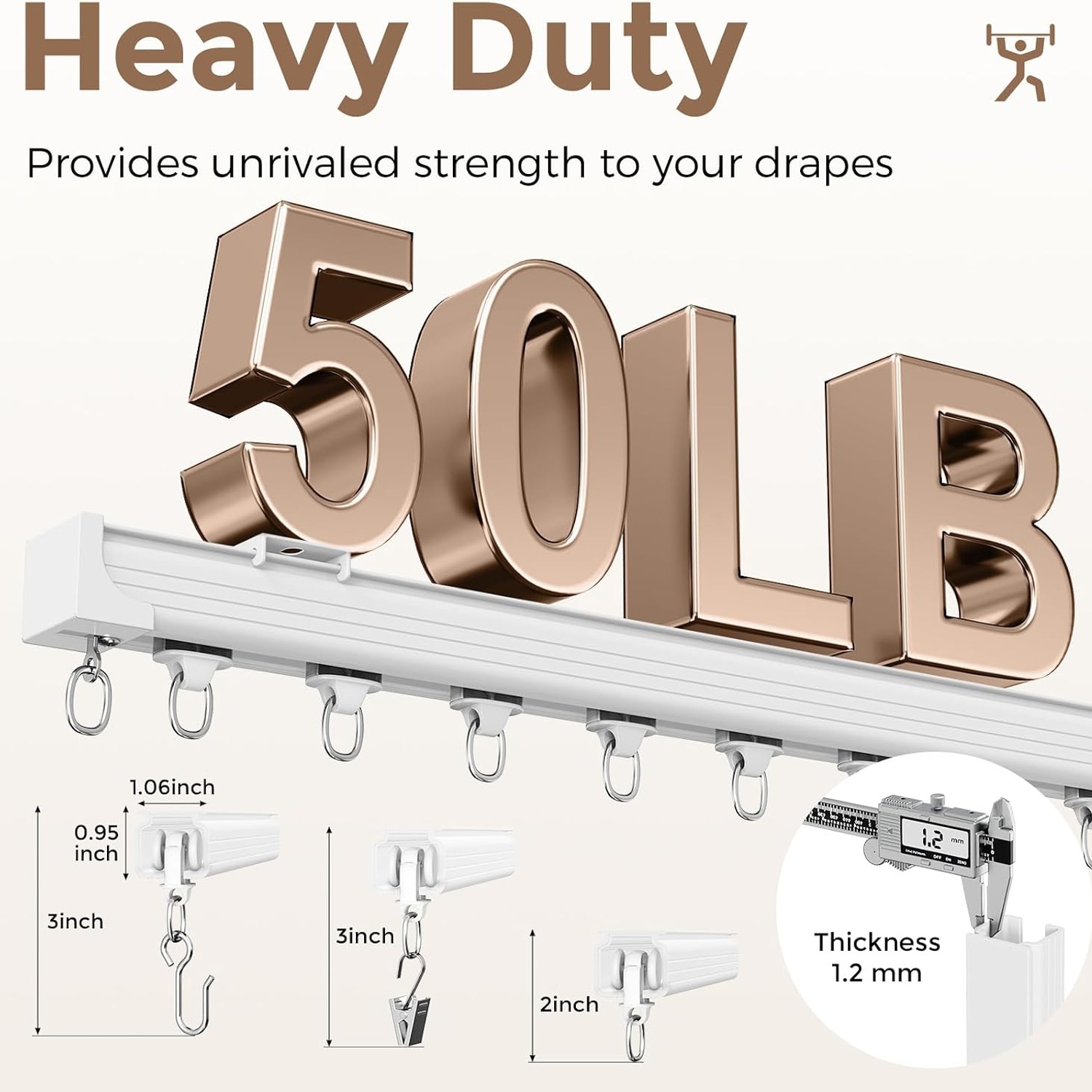 Heavy Duty Ceiling Curtain Track Kit 9-12 ft White