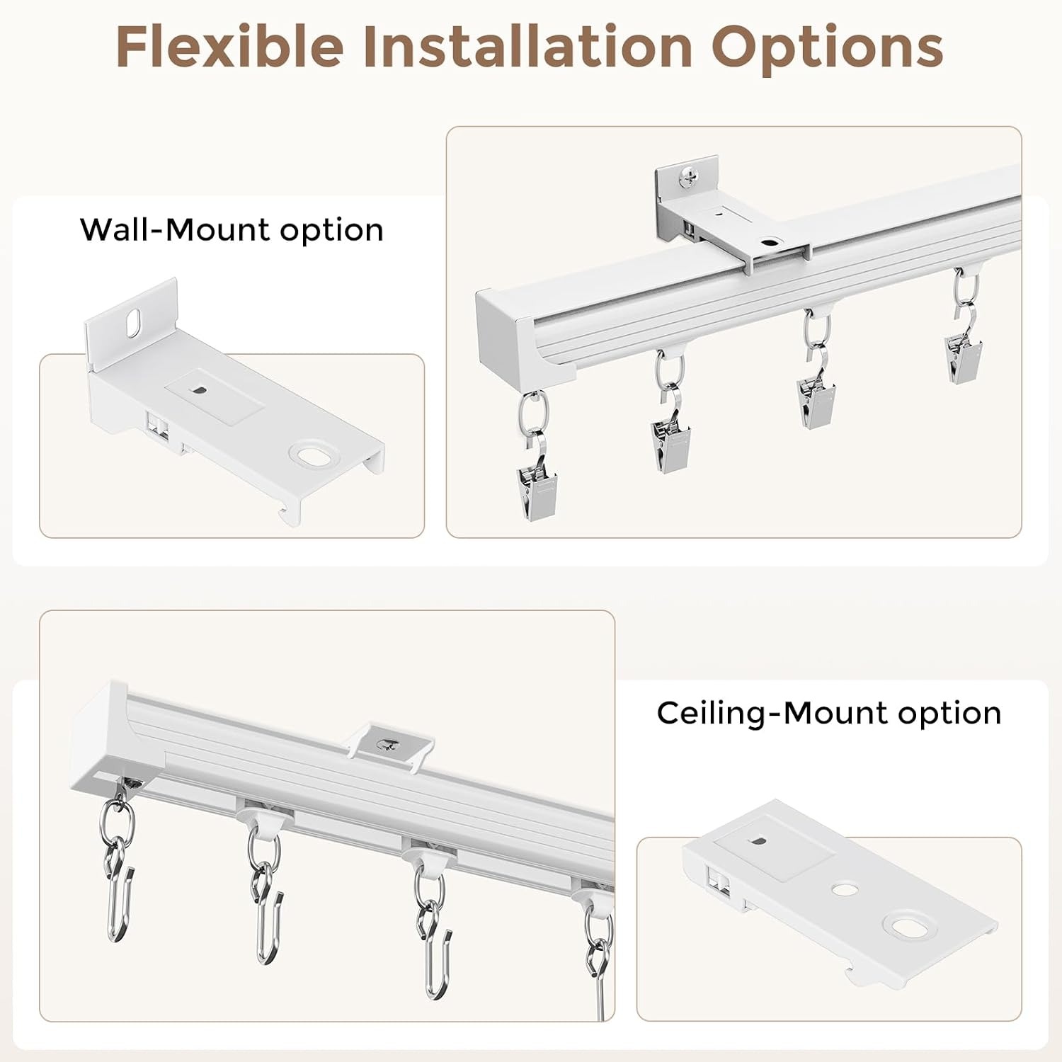 Heavy Duty Ceiling Curtain Track Kit 9-12 ft White