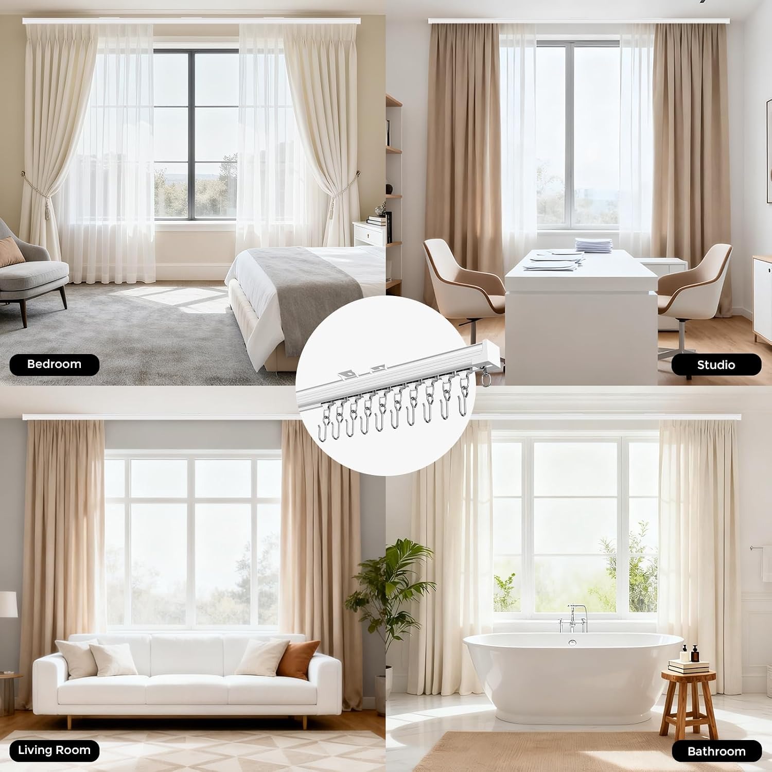 Heavy Duty Ceiling Curtain Track Kit 9-12 ft White: image 9