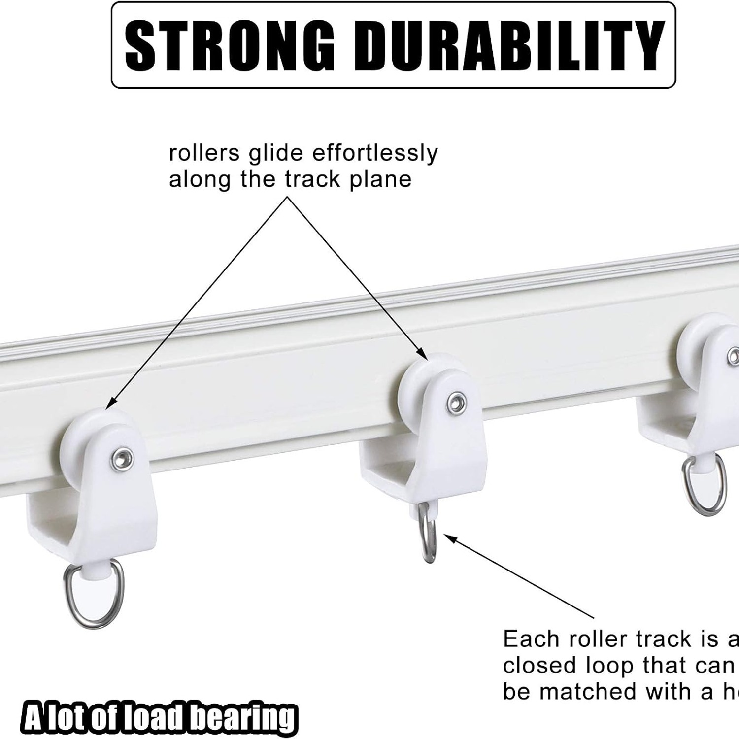 Curtain Track Rollers 50 Pack White: image 4