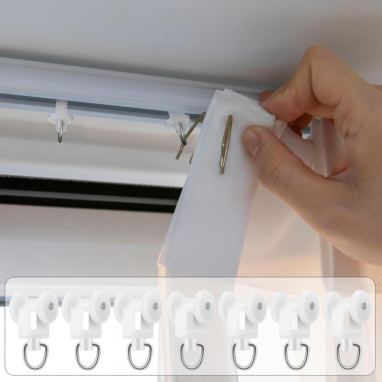 Dual Wheel Curtain Track Gliders 100 Pack