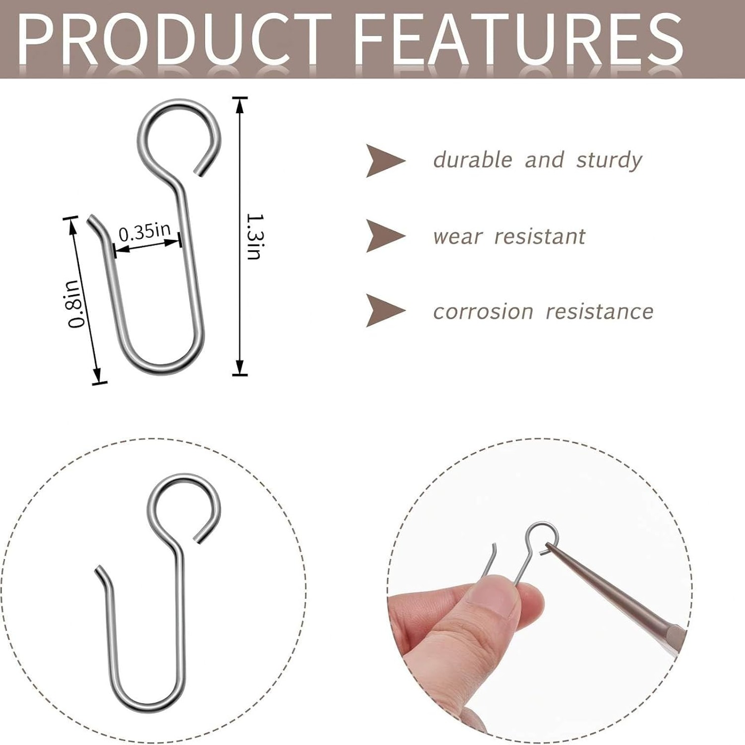Metal Curtain Track S Hooks, 60 Pack: image 2