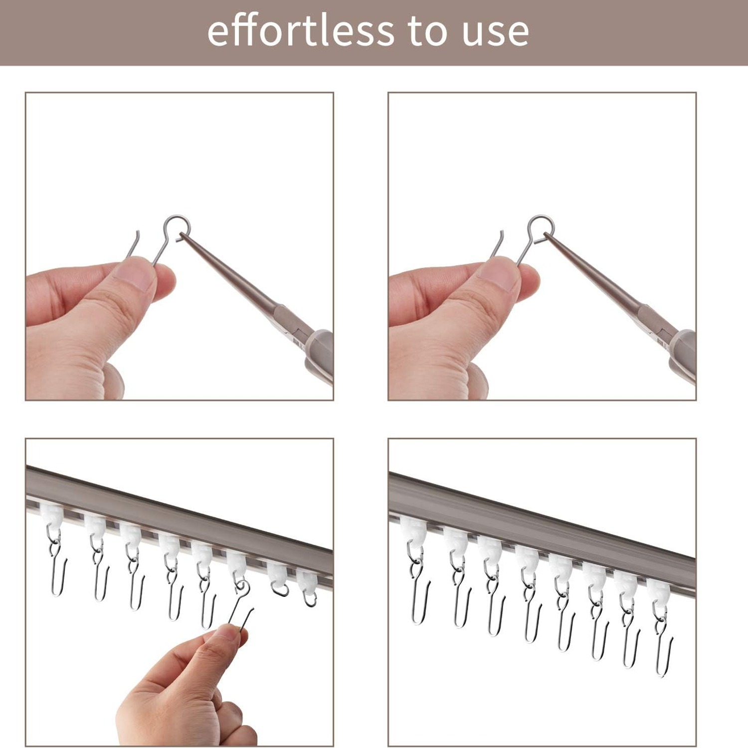 Metal Curtain Track S Hooks, 60 Pack: image 3