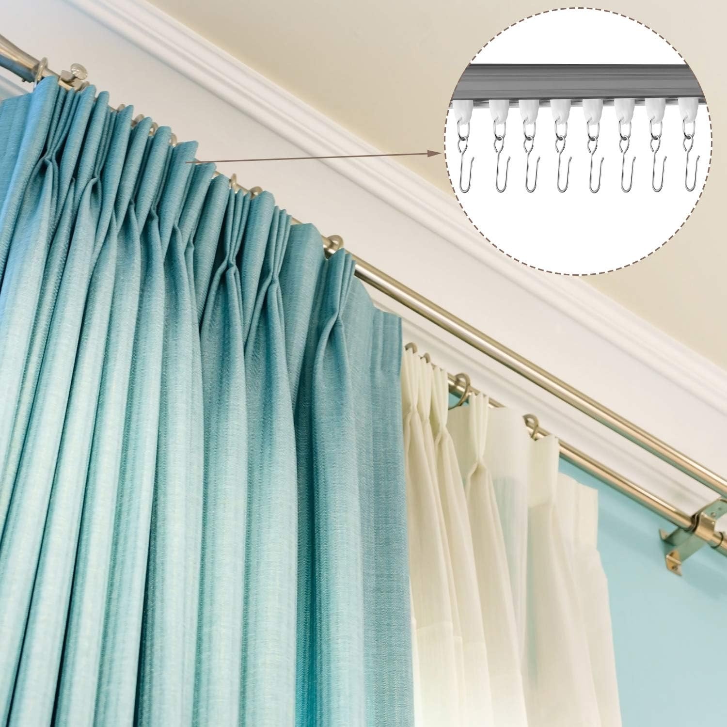 Metal Curtain Track S Hooks, 60 Pack: image 5