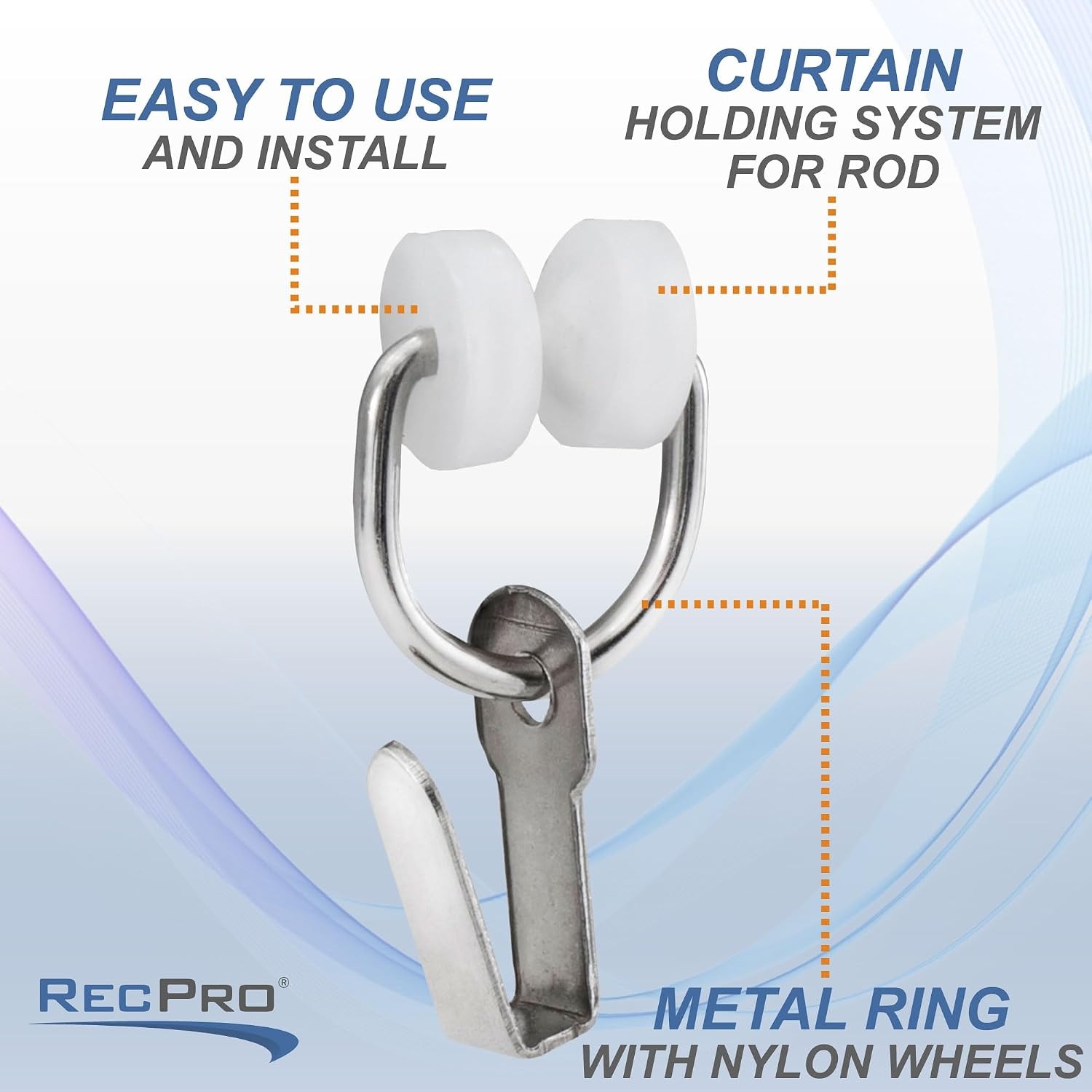 RV Curtain Carrier Hooks with Nylon Wheels for I-Beam Track