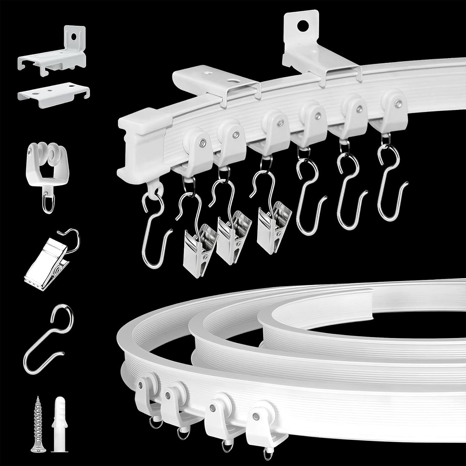 KOLAKO 12ft Flexible Bendable Curtain Track