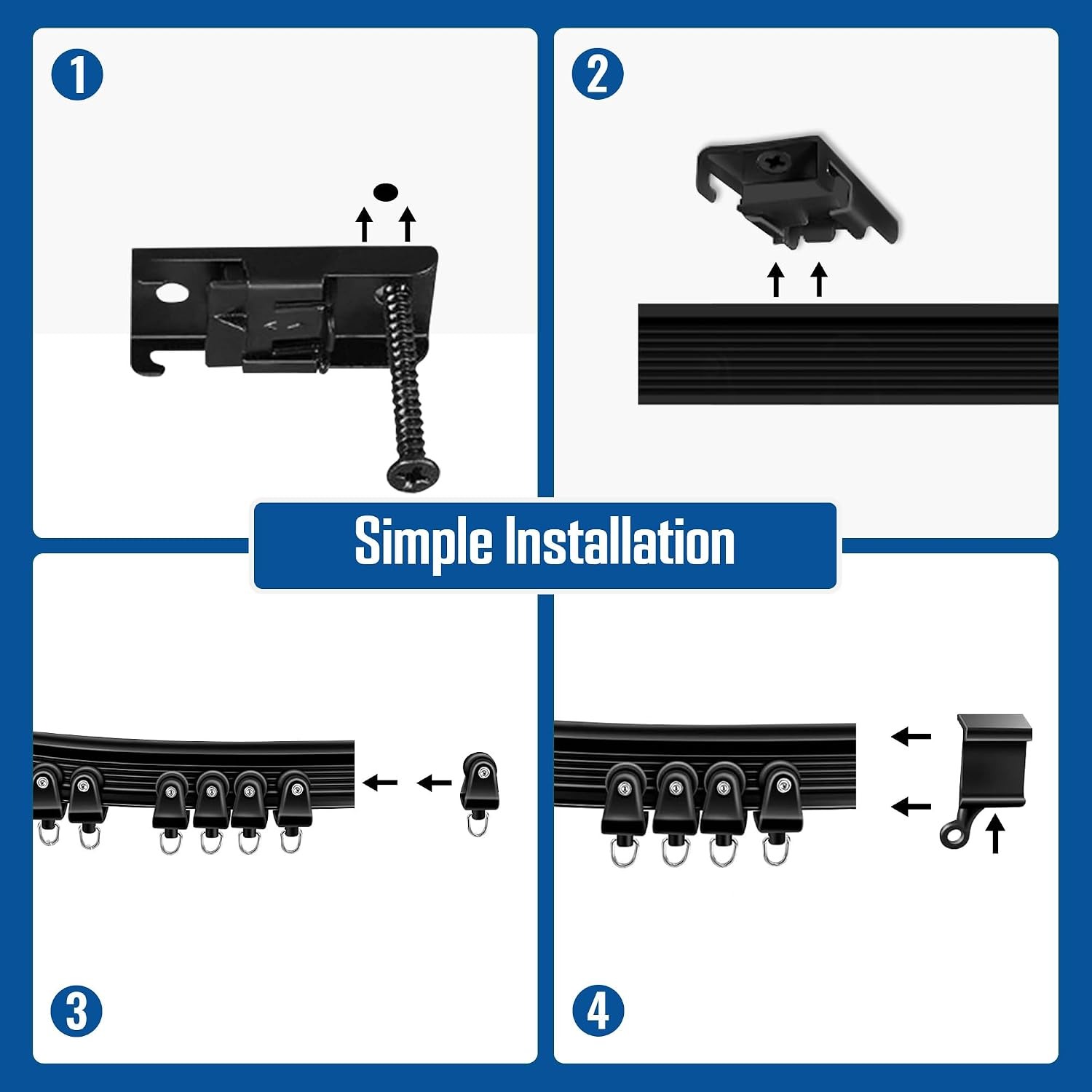 Bendable Ceiling Curtain Track Rail Kit, 16 ft Black: image 3
