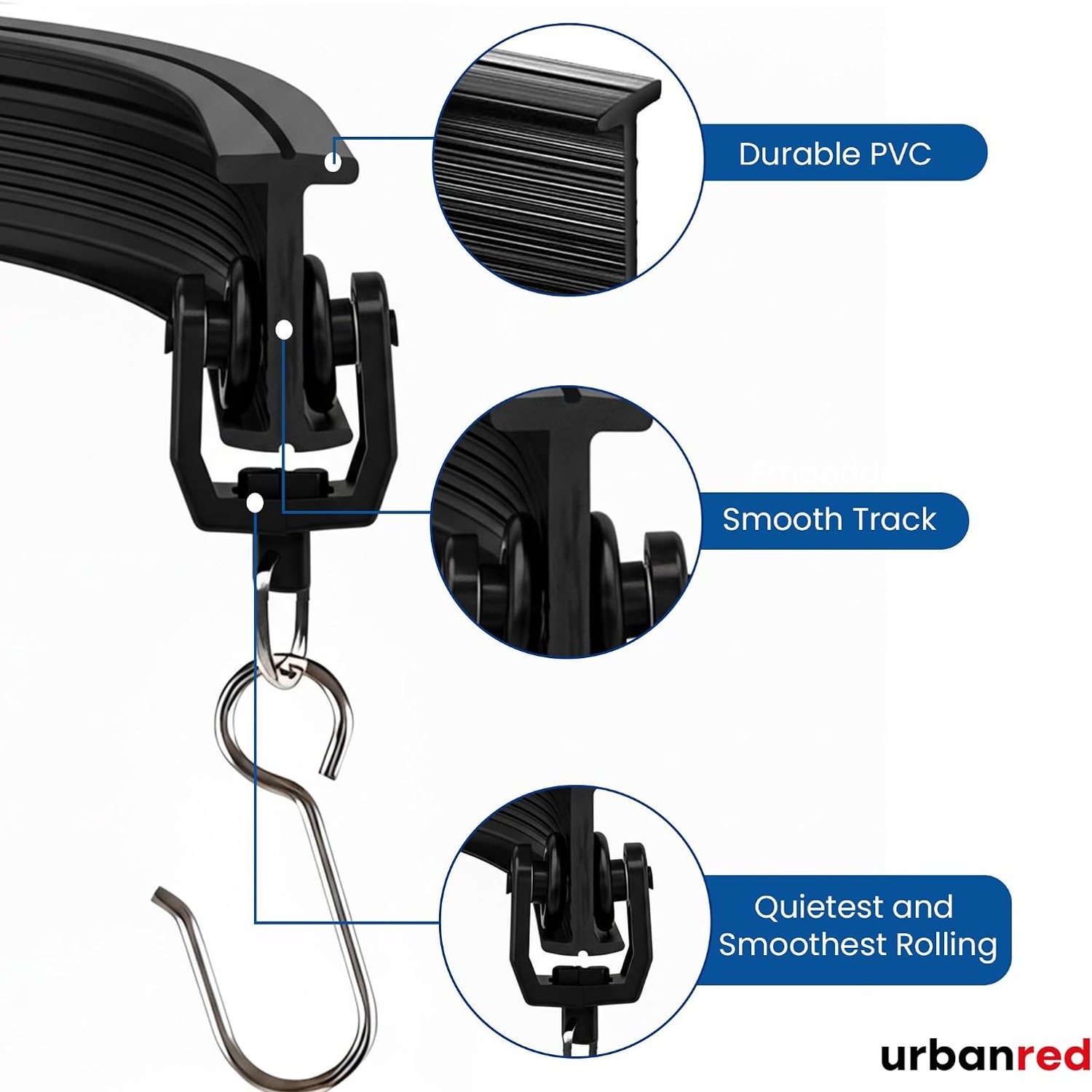 Bendable Ceiling Curtain Track Rail Kit, 16 ft Black: image 4