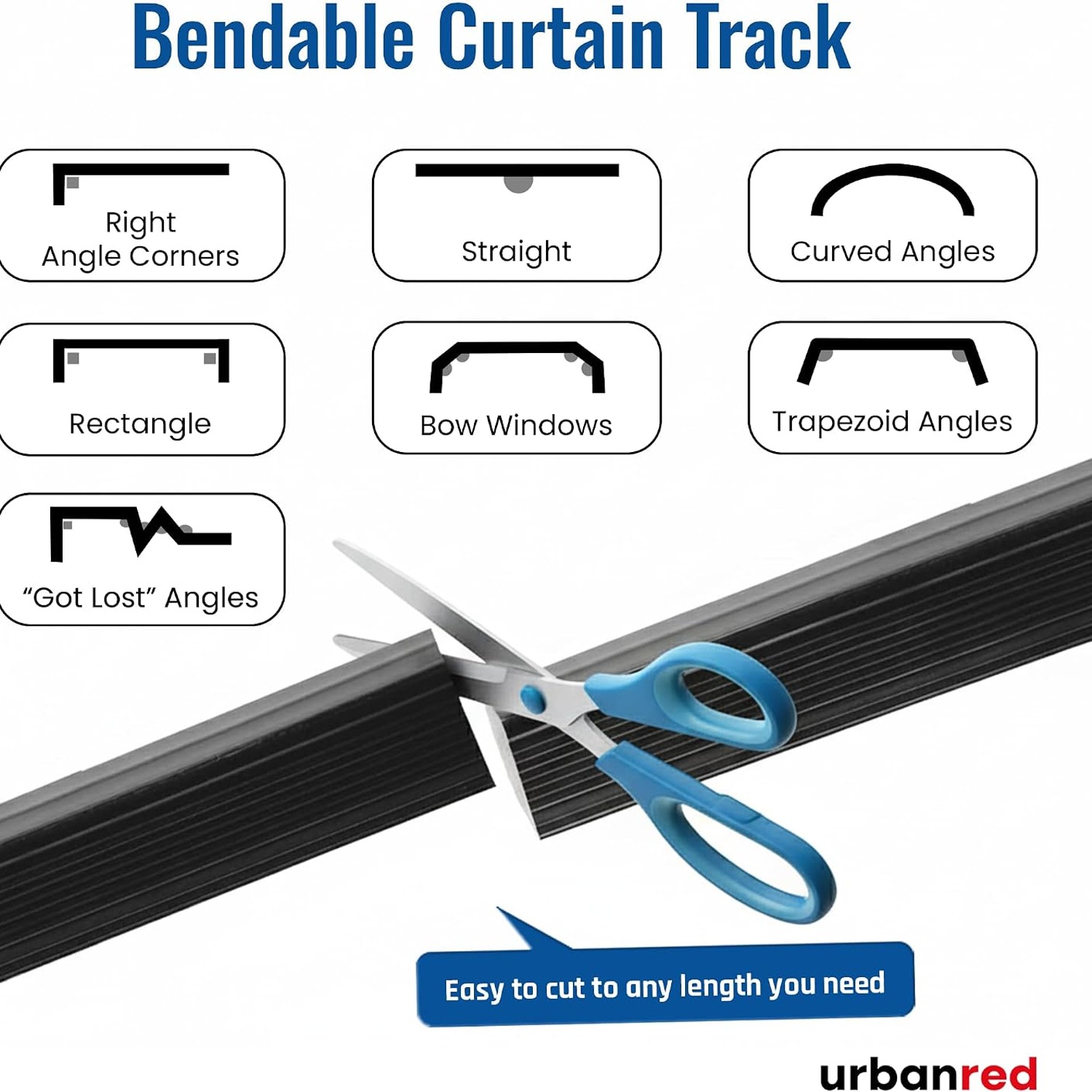 Bendable Ceiling Curtain Track Rail Kit, 16 ft Black: image 5
