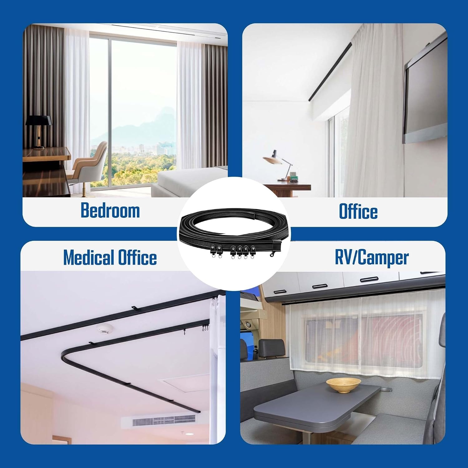 Bendable Ceiling Curtain Track Rail Kit, 16 ft Black: image 6