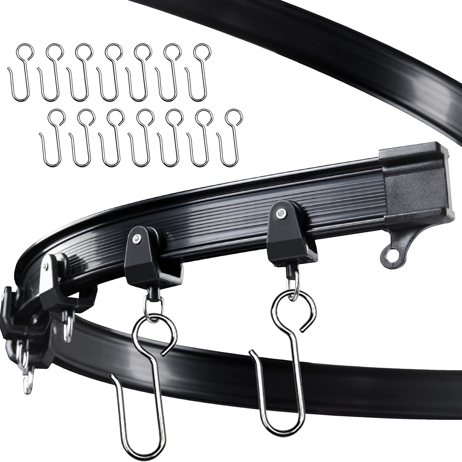 Bendable Ceiling Curtain Track Rail Kit, 16 ft Black
