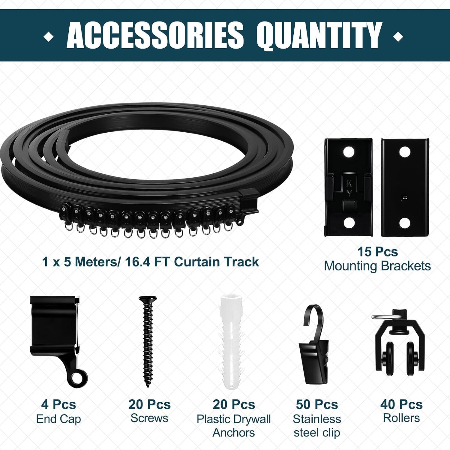 Curved Ceiling Curtain Track 16ft Black: image 3