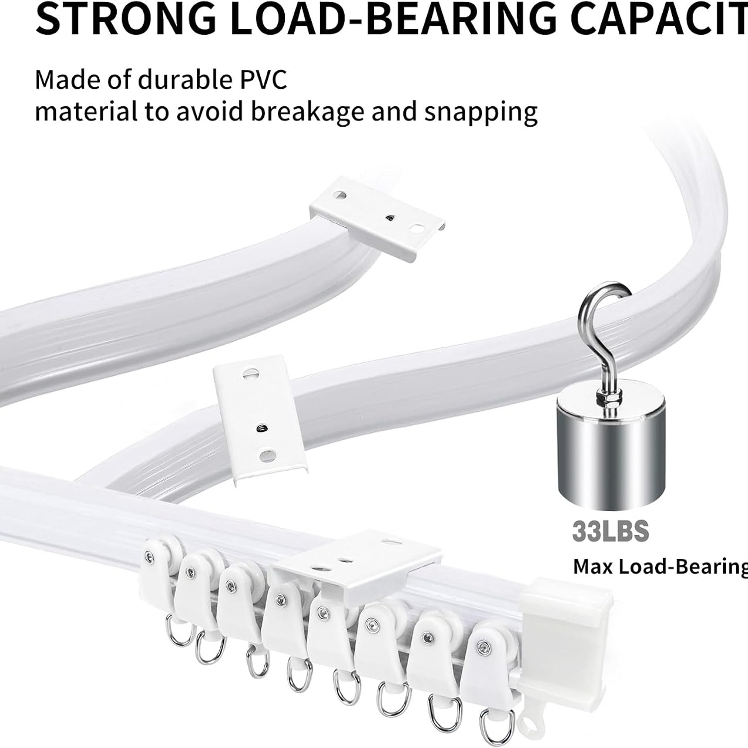 Flexible Bendable Ceiling Curtain Track 9.8 ft White: image 5