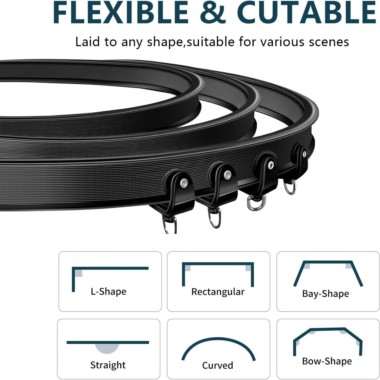Flexible Bendable Ceiling Curtain Track 16.4 ft Black: image 4