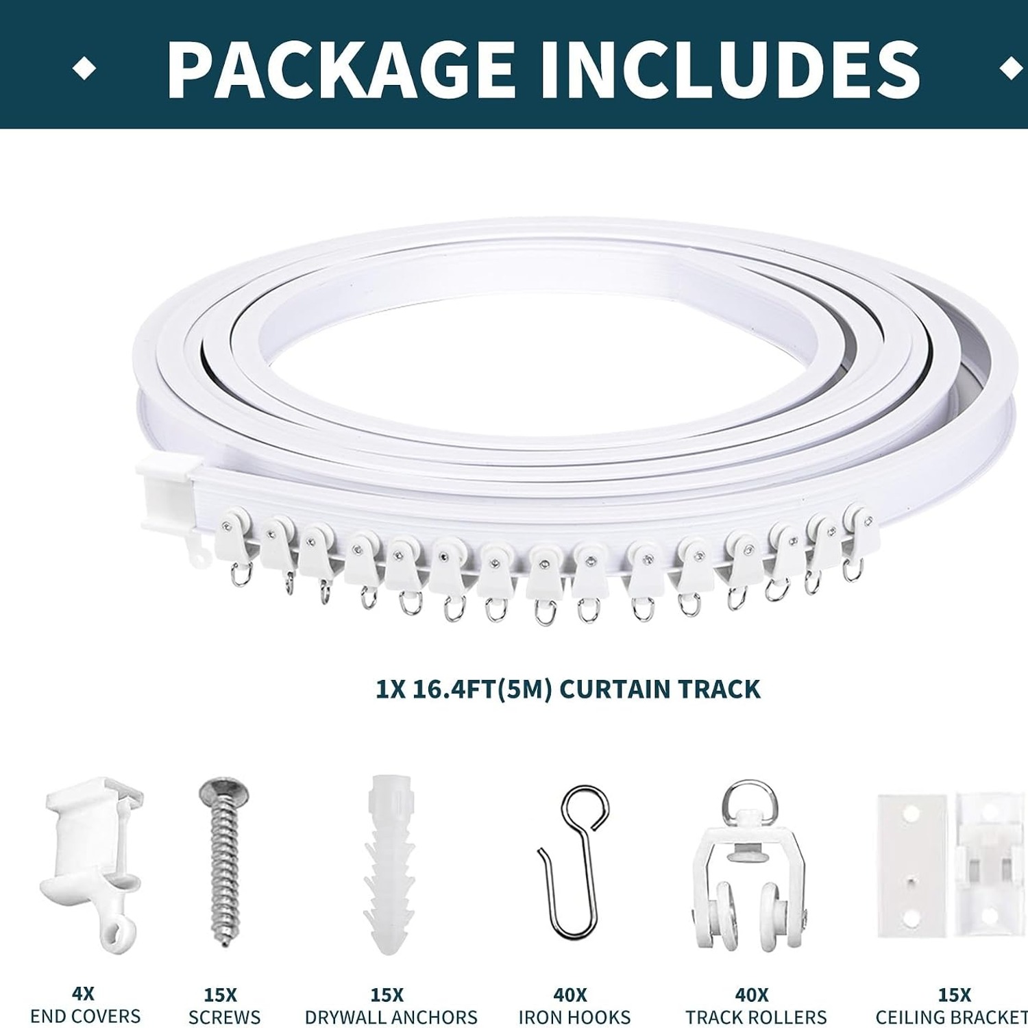 Flexible Bendable Ceiling Curtain Track 16.4 ft White: image 3