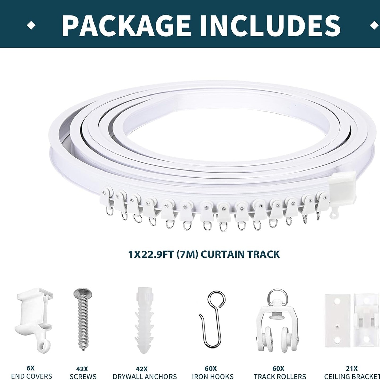 Flexible Bendable Ceiling Curtain Track 22.9 ft White: image 3