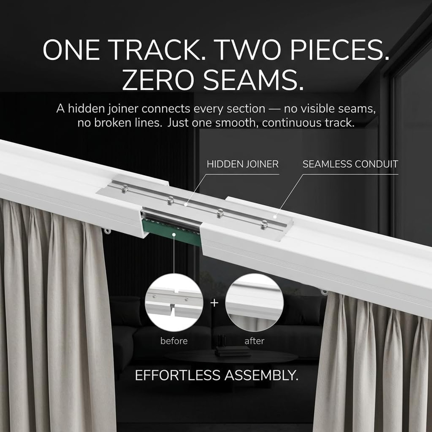 Quoya QL600 Motorized Smart Curtain Track with Remote: image 2