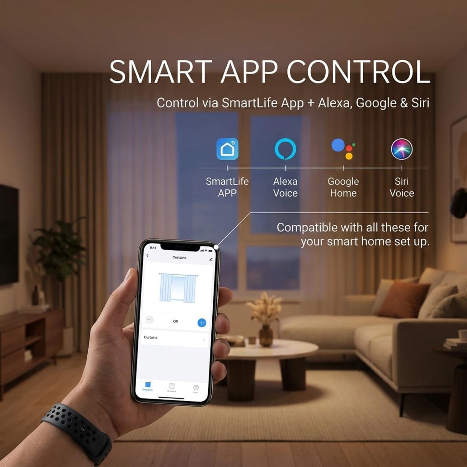 Quoya QL600 Motorized Smart Curtain Track with Remote: image 8