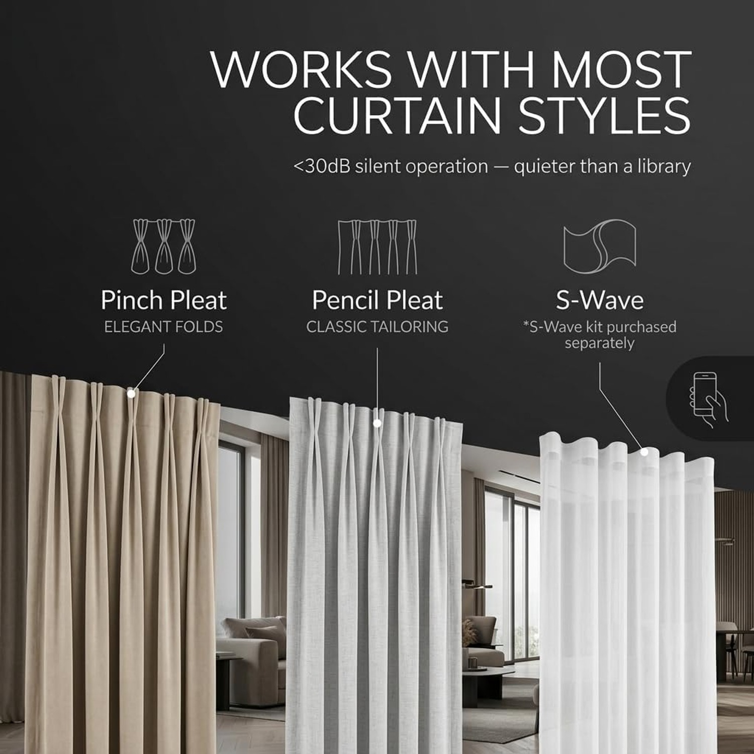 Quoya QL600 Motorized Smart Curtain Track with Remote: image 9