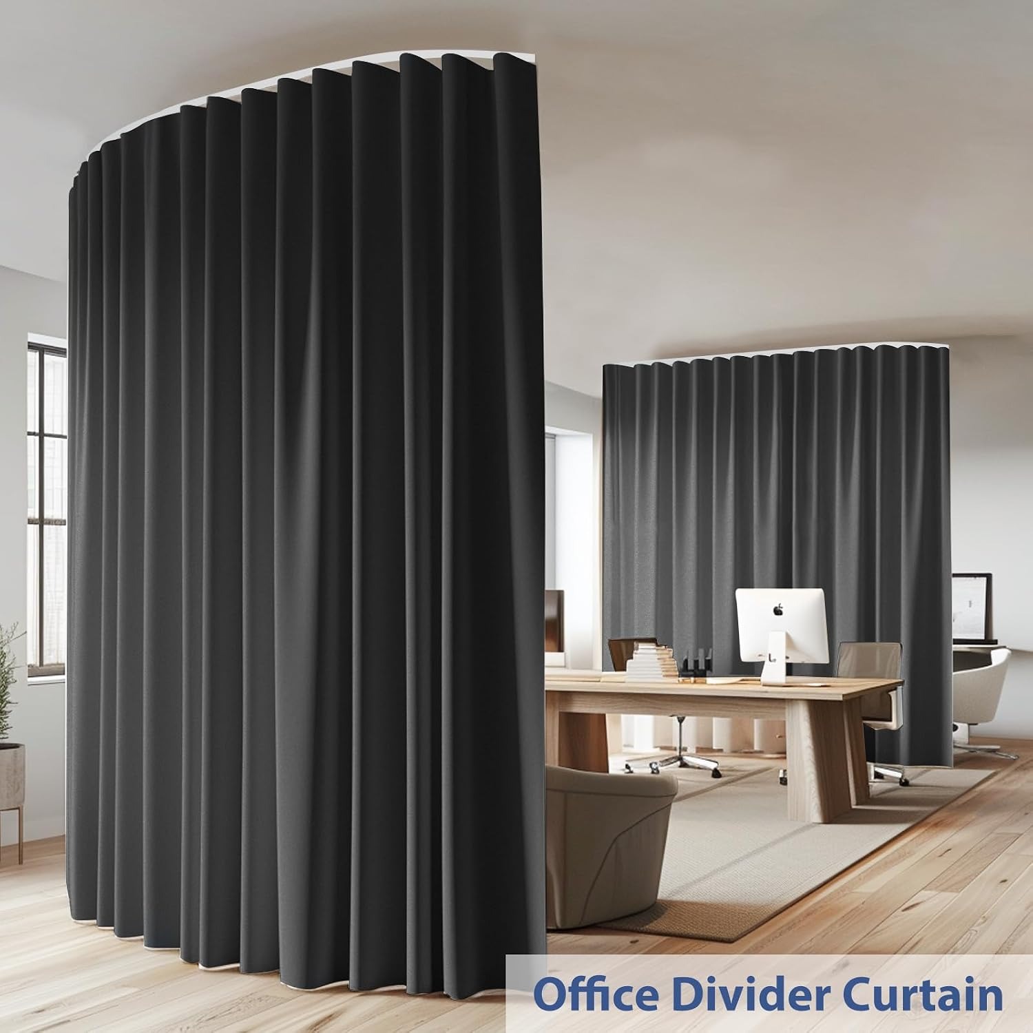 Extra Wide Room Divider Ceiling Track Set with Blackout Panel: image 2