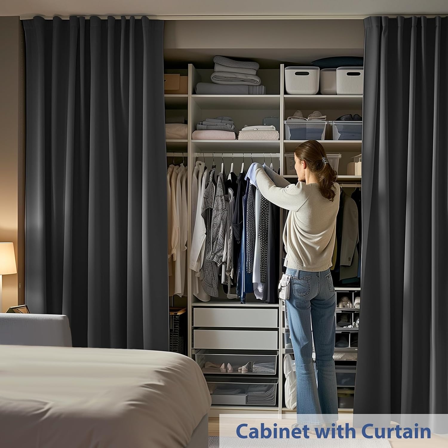 Extra Wide Room Divider Ceiling Track Set with Blackout Panel: image 3