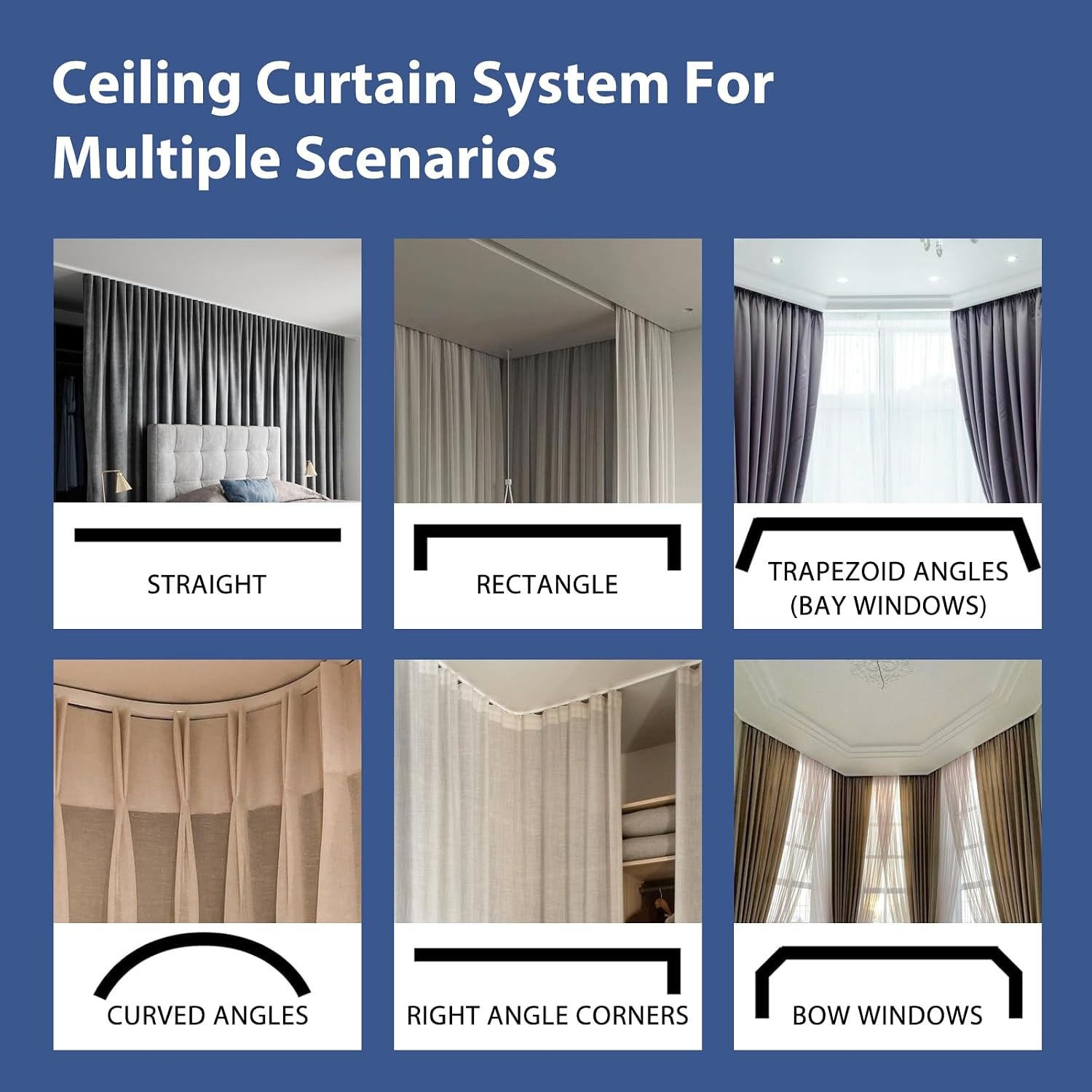 Extra Wide Room Divider Ceiling Track Set with Blackout Panel: image 6