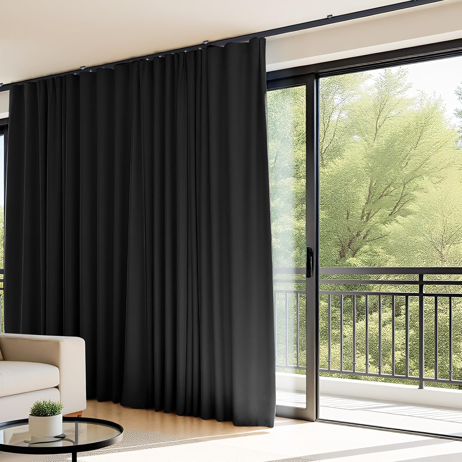 Blackout Room Divider Curtain and Flexible Ceiling Track Set