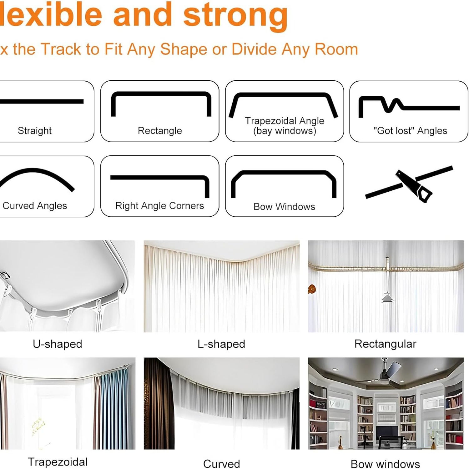 Blackout Room Divider Curtain and Flexible Ceiling Track Set