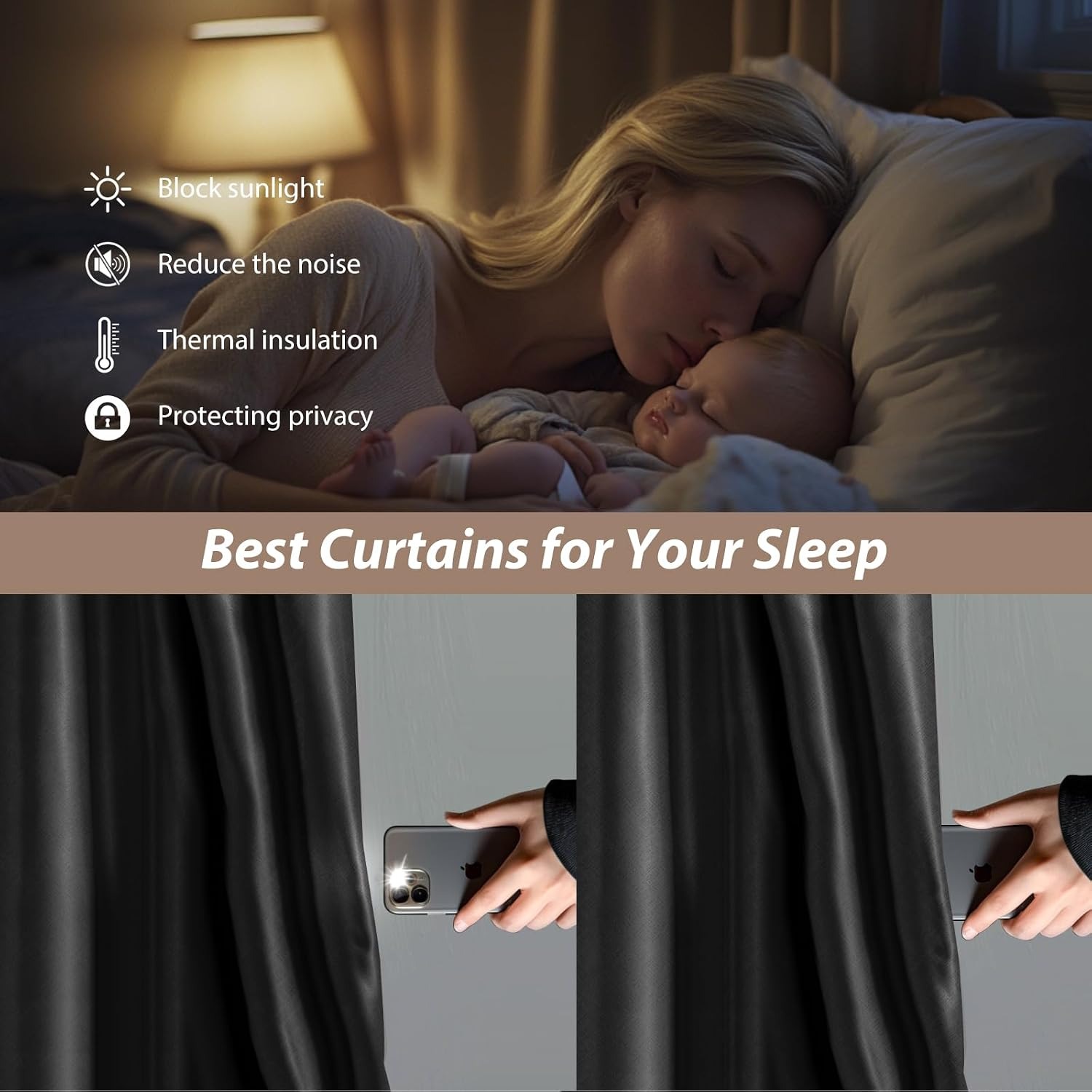 Thermal Blackout Room Divider Curtain and Ceiling Track Set